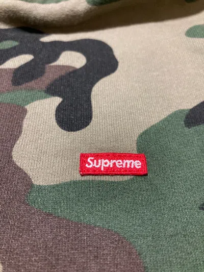 Pre-owned Supreme Small Box Thermal Zip Up Hoodie In Woodland Camo