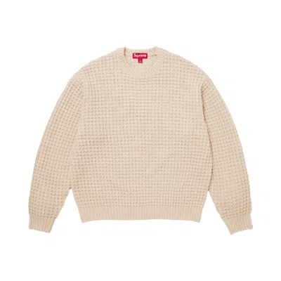 Pre-owned Supreme Small Box Waffle Sweater 'natural' | Cream | Men's Size L In White