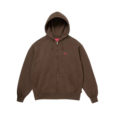 Pre-owned Supreme Small Box Zip Up Hooded Sweatshirt 'dark Brown' | Men's Size Xl