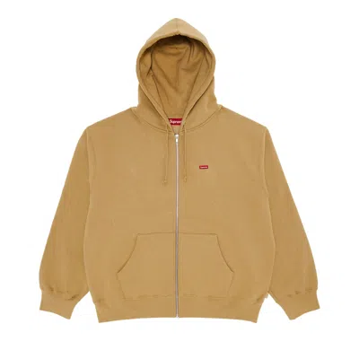 Pre-owned Supreme Small Box Zip Up Hooded Sweatshirt 'dark Tan'