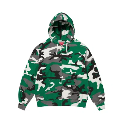 Pre-owned Supreme Small Box Zip Up Hooded Sweatshirt 'green Camo' | Men's Size S