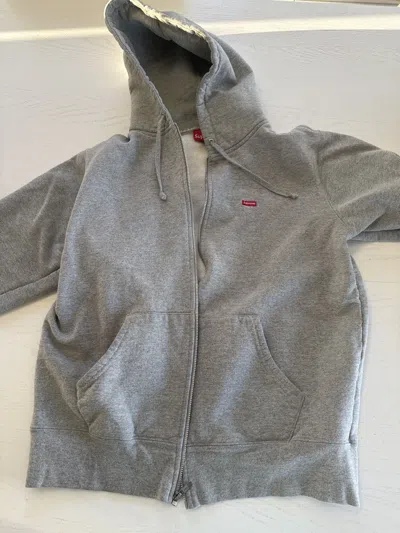 Pre-owned Supreme Small Box Zip-up Hoodie Grey In Gray