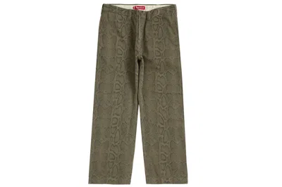 Pre-owned Supreme Snake Print Chino Pant Olive