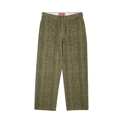 Pre-owned Supreme Snake Print Chino Pant 'olive' In Green