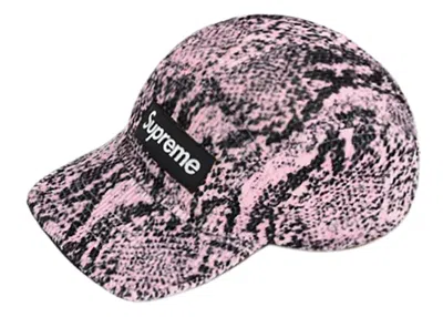 Pre-owned Supreme Snakeskin Corduroy Camp Cap In Pink
