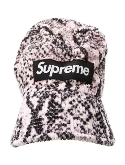 Pre-owned Supreme Snakeskin Corduroy Camp Cap In White