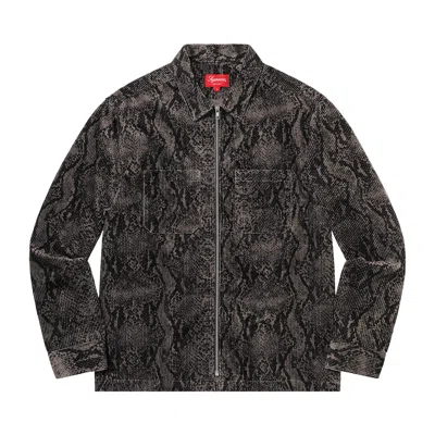 Pre-owned Supreme Snakeskin Corduroy Zip Up Shirt 'black' | Men's Size S