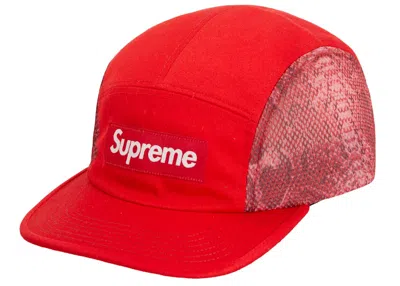 Pre-owned Supreme Snakeskin Mesh Camp Cap In Red