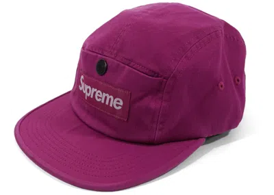 Pre-owned Supreme Snap Button Pocket Camp Cap In Magenta In Purple