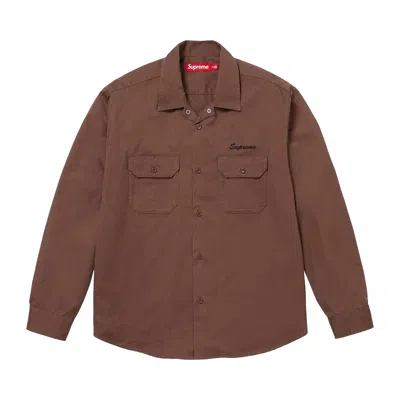 Pre-owned Supreme Snow White Work Shirt 'brown' | Men's Size M