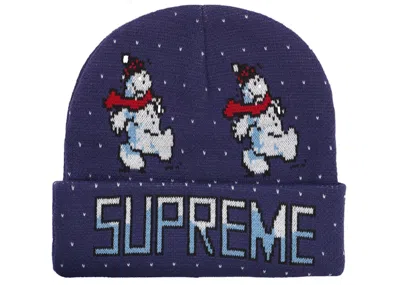 Pre-owned Supreme Snowman Beanie In Light Navy Blue