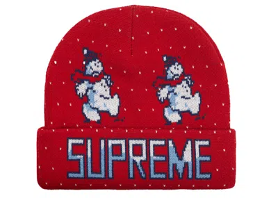 Pre-owned Supreme Snowman Beanie In Red