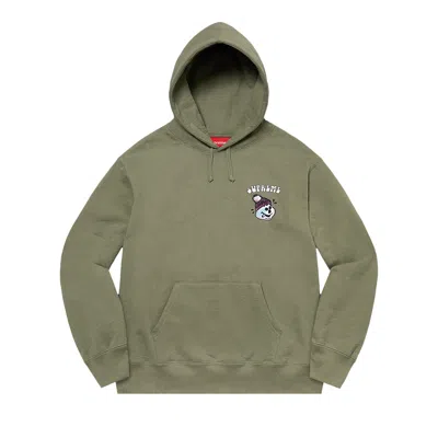Pre-owned Supreme Snowman Hooded Sweatshirt 'light Olive' In Green