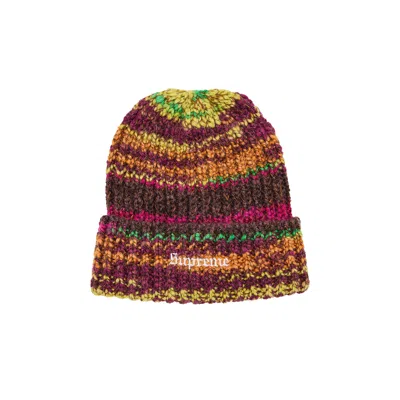 Pre-owned Supreme Space Dye Stripe Beanie 'brown'