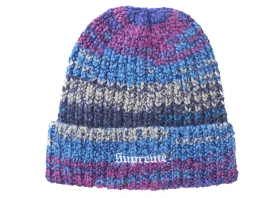 Pre-owned Supreme Space Dye Stripe Beanie In Blue