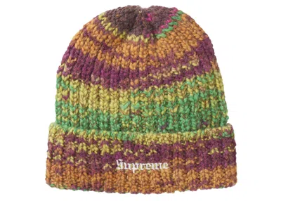 Pre-owned Supreme Space Dye Stripe Beanie In Yellow