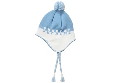 Pre-owned Supreme Split Logo Earflap Beanie In White