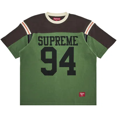 Pre-owned Supreme Split Short-sleeve Football Top 'green' | Men's Size L