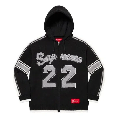 Supreme Sport Zip Up Hooded Sweater 'black White'