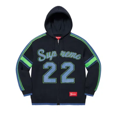 Pre-owned Supreme Sport Zip Up Hooded Sweater 'navy' In Blue