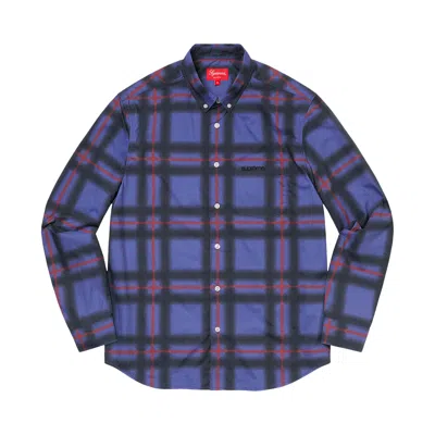 Pre-owned Supreme Spray Tartan Shirt 'blue'