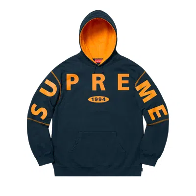 Pre-owned Supreme Spread Logo Hooded Sweatshirt 'navy' In Blue