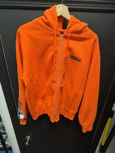 Pre-owned Supreme Spread Zip Up Hooded Sweatshirt Orange