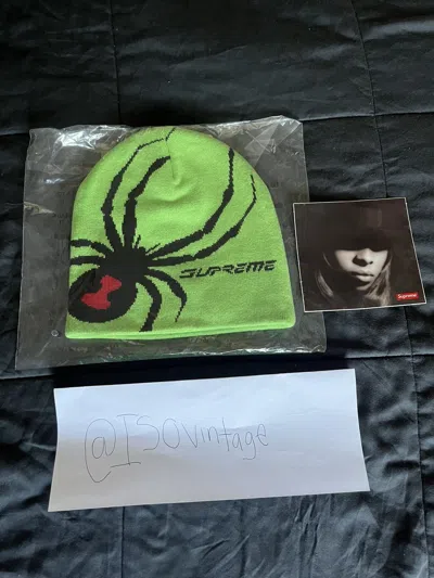 Pre-owned Supreme Spyder Skull Cap Beanie In Green