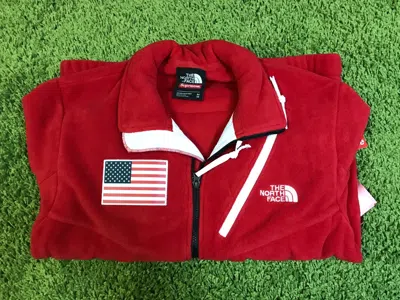 Pre-owned Supreme S/s 2017 The North Face Polartec Fleece Jacket (red) Box Logo
