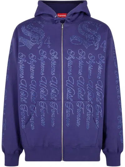 Supreme "ss 22 Washed Navy" Zip-up Hoodie In Blau