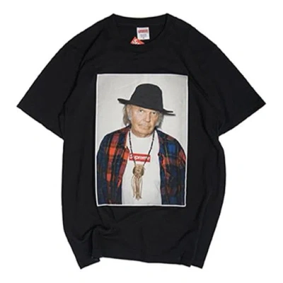 Supreme Ss15 Neil Young Character Printing Short Sleeve Unisex Black
