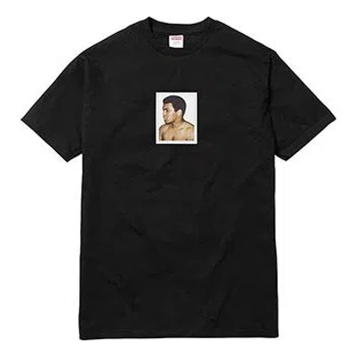 Supreme Ss16 Aliwarhol Tee Black Muhammad Ali Character Printing Short Sleeve Unisex