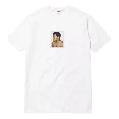 Supreme Ss16 Aliwarhol Tee White Muhammad Ali Character Printing Short Sleeve Unisex