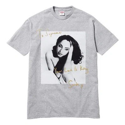 Supreme Ss17 Sade Tee Grey Character Printing Short Sleeve Unisex Gray