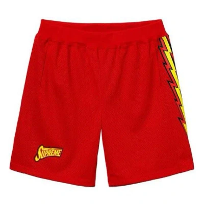 Supreme Ss18 Bolt Basketball Short Red Mesh Flash Sports Shorts Unisex