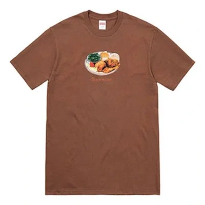 Supreme Ss18 Chicken Dinner Tee Brown Printing Short Sleeve Unisex