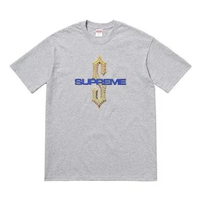 Supreme Ss18 Diamonds Tee Heather Grey Diamond Printing Short Sleeve Unisex Gray