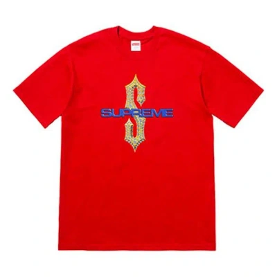 Supreme Ss18 Diamonds Tee Red Diamond Printing Short Sleeve Unisex