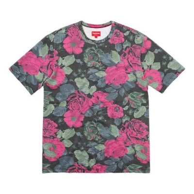 Supreme Ss18 Flowers Tee Black Short Sleeve Unisex In Gray