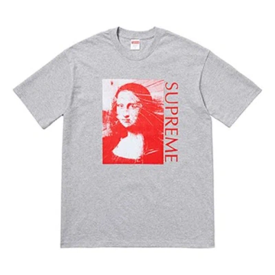 Supreme Ss18 Mona Lisa Tee Heather Grey Printing Short Sleeve Unisex Gray