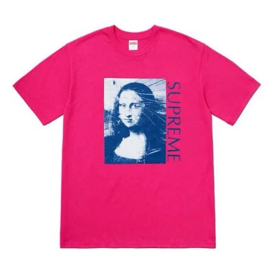 Supreme Ss18 Mona Lisa Tee Hot Pink Printing Short Sleeve Unisex Red