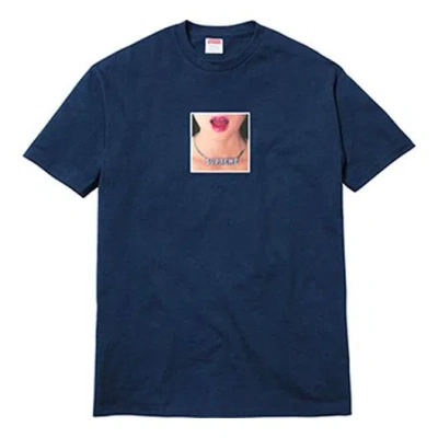 Supreme Ss18 Necklace Tee Navy Printing Short Sleeve Unisex Navy Blue