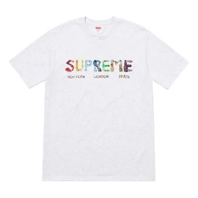 Supreme Ss18 Rocks Alphabet Logo Short Sleeve Unisex Gray In White