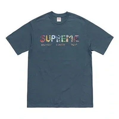 Supreme Ss18 Rocks Tee Dark Slate Short Sleeve Unisex Blue Gray 'blue Grey' In Burgundy