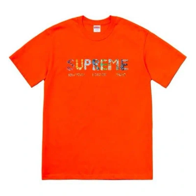 Supreme Ss18 Rocks Tee Orange Alphabet Logo Short Sleeve Unisex