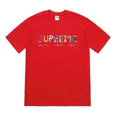 Supreme Ss18 Rocks Tee Red Alphabet Logo Short Sleeve Unisex