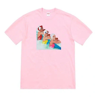 Supreme Ss18 Swimmers Tee Dark Slate Printing Short Sleeve Unisex Pink