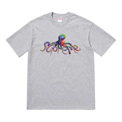 Supreme Ss18 Tentacles Tee Heather Grey Printing Short Sleeve Unisex Gray