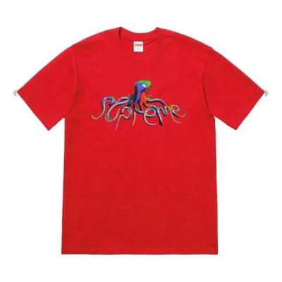 Supreme Ss18 Tentacles Tee Red Printing Short Sleeve Unisex