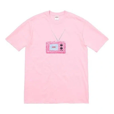 Supreme Ss18 Tv Tee Light Pink Printing Short Sleeve Unisex